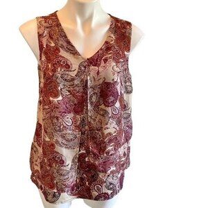 Roz & Ali Sleeveless Top with Chiffon Overlay Women's Size Medium